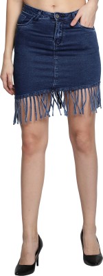 S-Blue's Solid Women A-line Blue Skirt