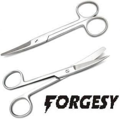 Forgesy Surgical Instrument Dressing Scissor Straight and Curved Sharp/Blunt 6 Inch Set Of 2 Pcs Straight Operating Scissors(Blunt/Sharp Blades)