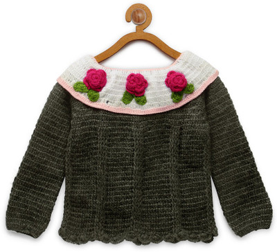 CHUTPUT Woven Round Neck Casual Baby Boys & Baby Girls Grey Sweater
