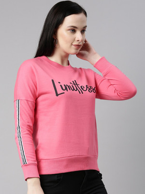 BAILEY SELLS Solid Round Neck Casual Women Pink Sweater