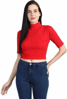 SAIOM Casual Solid Women Red Top