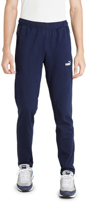 PUMA Zippered Jersey Pants Solid Men Blue Track Pants