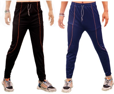 FAIQA Striped Men Black, Blue Track Pants