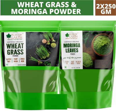 Bliss of Earth 2X250GM USDA Organic Wheat Grass Powder & Moringa Powder For Healthy Life,(2 x 250 g)