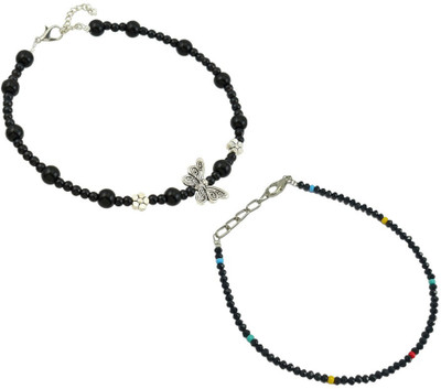 HIGH TRENDZ Combo pack of 2 Single Leg Crystal Alloy Anklet(Pack of 2)