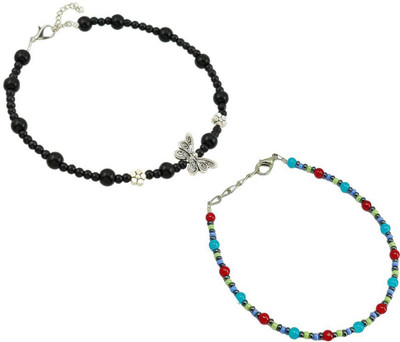 HIGH TRENDZ Combo pack of 2 Single Leg Crystal Alloy Anklet(Pack of 2)