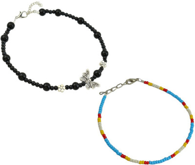 HIGH TRENDZ Combo pack of 2 Single Leg Crystal Alloy Anklet(Pack of 2)