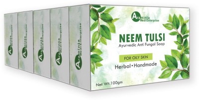 ARAMINTA MEDI ENTERPRISE ORGANIQUE Pure Natural Herbal & Handmade Neem Tulsi Soap Skin Lightening & Brightening Soap For All Skin Type-COMBO Pack of 05()(5 x 91 g)