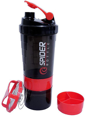Vnew 600 ml Plastic Shaker(Pack of 1, Red, Black)