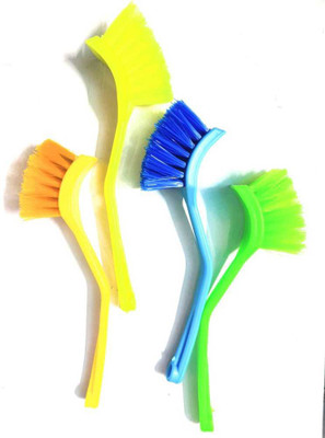 ROUTINEITEMS pack of 4 pcs sink and washbasin brush only 4 pcs Plastic Wet and Dry Brush(Orange, Blue, Green, 4 Units)