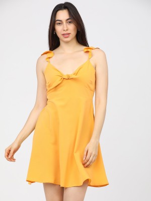 Tokyo Talkies Women Skater Yellow Dress