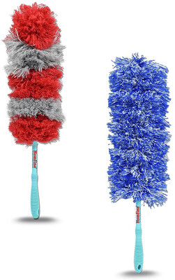 homfine Microfiber Static Duster/Feather Duster Broom for Dusting, Home Cleaning, Car Dusting etc (Multicolor) Length-24inch (2) Dry Duster(Pack of 2)
