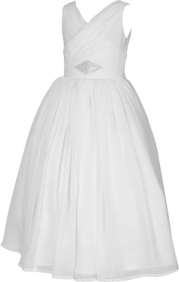 Wish littlle Baby Girls Maxi/Full Length Festive/Wedding Dress(White, Sleeveless)