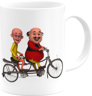 PrintingZone Motu Palu Gift For Kids Children Son Baby Babies Husband Wife Family Cousins Girls Boys Friends Party Happy Birthday Hd Printed Motu Patlu Cup|Motupatlu Microwave Safe(B) Ceramic Coffee Mug(350 ml)