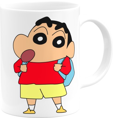 PrintingZone Shinchan Gift For Kids Children Son Baby Babies Husband Wife Family Cousins Girls Boys Friends Party Happy Birthday Hd Printed Shinchan Cup|Shinchan With Faimily Microwave Safe(L) Ceramic Coffee Mug(350 ml)