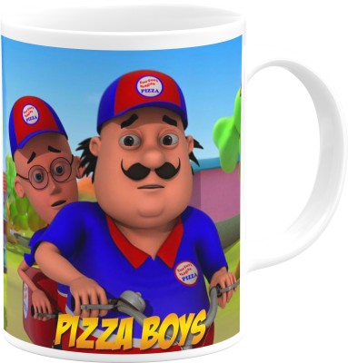 PrintingZone Motu Palu Gift For Kids Children Son Baby Babies Husband Wife Family Cousins Girls Boys Friends Party Happy Birthday Hd Printed Motu Patlu Cup|Motupatlu Microwave Safe(H) Ceramic Coffee Mug(350 ml)