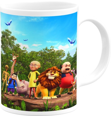 PrintingZone Motu Palu Gift For Kids Children Son Baby Babies Husband Wife Family Cousins Girls Boys Friends Party Happy Birthday Hd Printed Motu Patlu Cup|Motupatlu Microwave Safe(F) Ceramic Coffee Mug(350 ml)