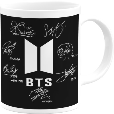 PrintingZone BT Signature Army Bangtan Boys Vogue Collage Music Band V Suga J-Hope Jungkook Jin Jimin Rm BTS Signature Army Best Gift for Boys Girl BTS Lovers BTS Cup For Brother Sister Girls Microwave Safe (C) Ceramic Coffee Mug(350 ml)