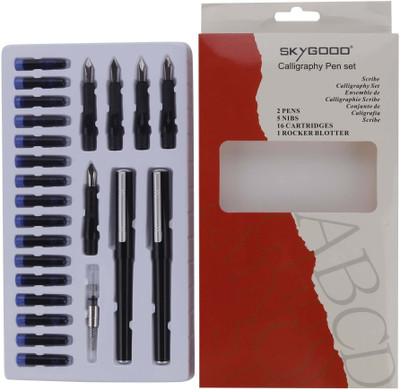FRKB Sky Good Calligraphy Set with 5 Nibs,16 Ink Cartridges & 2 pens Pen Gift Set(Ink Color - Black)