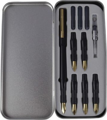 FRKB Sky Good Calligraphy Pen Set in Tin Case Pen Gift Set(Black)