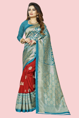 Vimalnath Synthetics Printed Banarasi Art Silk Saree(Green)
