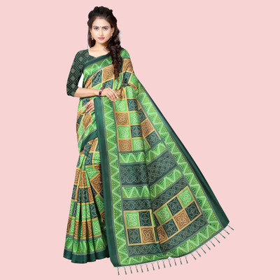 Vimalnath Synthetics Printed Bandhani Art Silk Saree(Green)