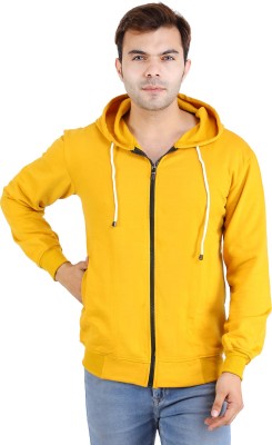 RiverHill Solid Hooded Neck Casual Men Yellow Sweater