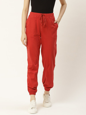 Aayna Solid Women Red Track Pants