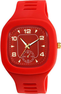 Actn A1C Red Dial Square 6 Crono Stylish Latest Generation Designer Silicon Strap Analog Watch - For Boys & GIRLS NEW GENERATION WATCH Analog Watch  - For Men & Women