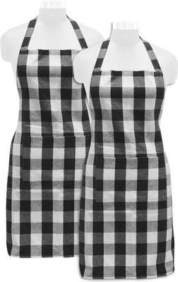OASIS Cotton Home Use Apron - Free Size(Black, White, Pack of 2)