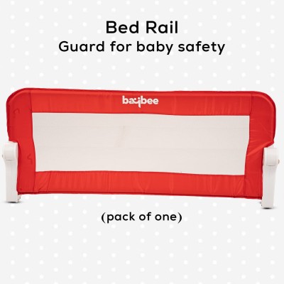 baybee Bed Rail Guard Barrier for Baby Safety Size (102x42) Portable & Height Adjustable Falling Protector Fence for Bed, Foldable Safeguard Bed Rails Single Side Bed for Newborn Toddler Kids-(Red)(Red)