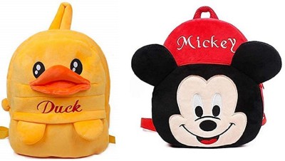 AK INTER Soft Toy Bag Duck And Mickey Plush Bag For Cute Kids 2-5 Years Plush Bag School Bag(Yellow, Red, Black, 10 L)