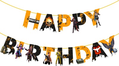 Prihit Free Fire Birthday Party Decorations Happy Birthday Banner Pubg Themed Banner(5 ft, Pack of 1)
