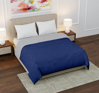 Magixy Solid Single Comforter for  Mild Winter(Poly Cotton, NavyBlue & LightGrey)