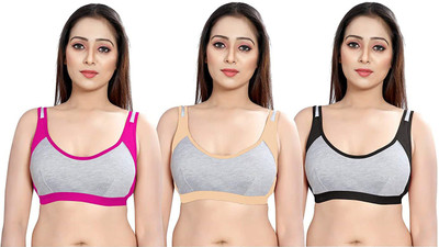 DISCRETE CREATION Women Sports Non Padded Bra(Multicolor)