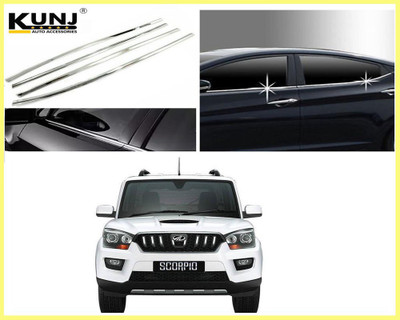 Kunj Autotech Stainless Steel Chrome Finish Window Lower Garnish for Mahindra Scorpio Chrome Mahindra Scorpio Side Garnish