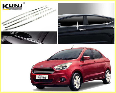 Kunj Autotech Stainless Steel Chrome Finish Window Lower Garnish for Figo Aspire Model 2015 onwards Chrome Ford Aspire Side Garnish