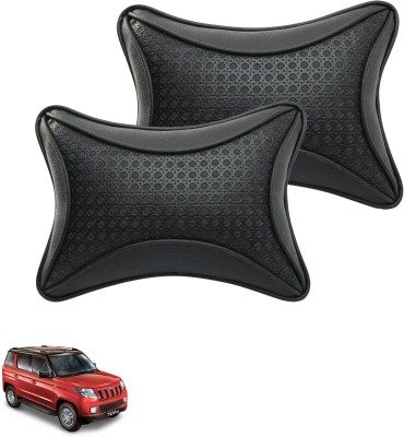AutoKraftZ Black Leatherite Car Pillow Cushion for Mahindra(Rectangular, Pack of 2)