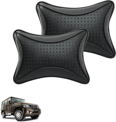 AutoKraftZ Black Leatherite Car Pillow Cushion for Mahindra(Rectangular, Pack of 2)