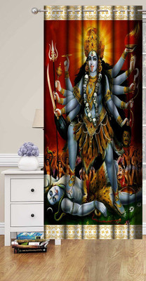 BLENZZA DECO 213 cm (7 ft) Door Polyester Semi Transparent Curtain Single Curtain(Jai Kali Maa Ji, Printed)