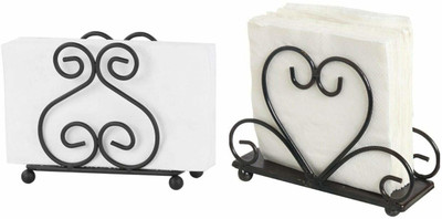 ELEGANT HOME DECOR 2 Compartments Iron Napkin Holder(Black)