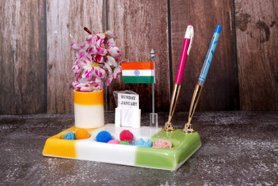 NAVMAV 5 Compartments Plastic Pen Stand::Desk Organizer(Multicolor)