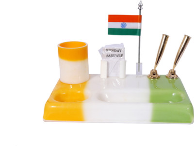navjai 6 Compartments Acrylic pen Holder(Yellow)