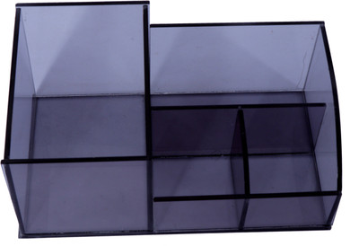 Shivarth 4 Compartments Acrylic Pen Stand(Black)