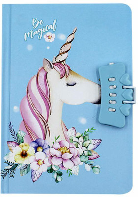 Paper Bear Unicorn A5 Diary Unruled 140 Pages(Blue)