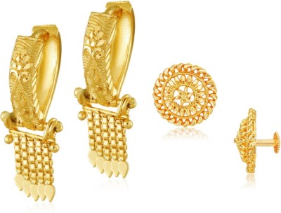 VIGHNAHARTA Shimmering Beautiful Gold Plated Clip on Bucket,basket Chand Bali and Screw Stud earring Combo For Women and Girls -VFJ1109-1443ERG Alloy Earring Set