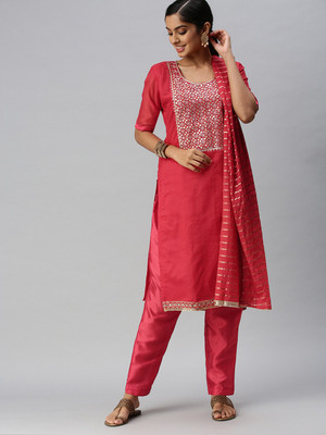 Blissta Chanderi Embroidered Kurta & Palazzo Material