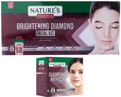 Nature's Essence BRIGHTENING DIAMOND FACIAL KIT & DIAMOND CREAM BLEACH COMBO(2 x 55 g)