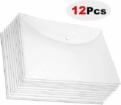 KRISHVIA plastic Plastic Side Button Document File Bag(Set Of 12, Transparent)