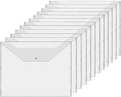 KRISHVIA plastic Side Button Document File Bag Envelope Holder Storage Case(Set Of 12, Transparent)